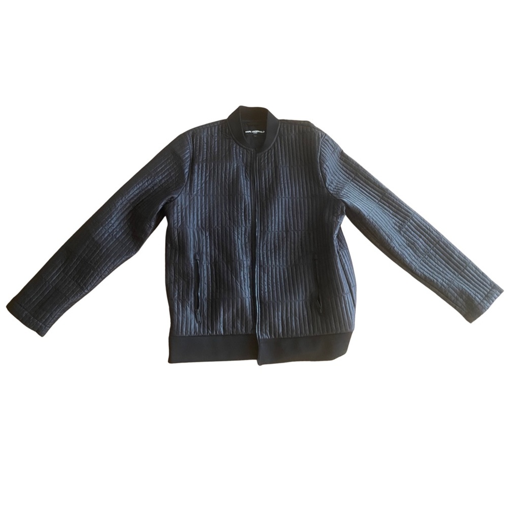 Mens: Karl Lagerfeld Bomber Jacket, Size: Large Black, Soft Atheleisure material
